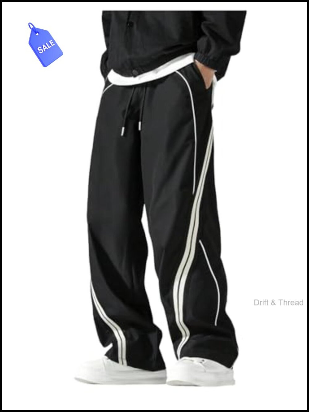 Baggy Parachute Sweatpants Mens Athletic Track Pants Tie Front Wide Leg
